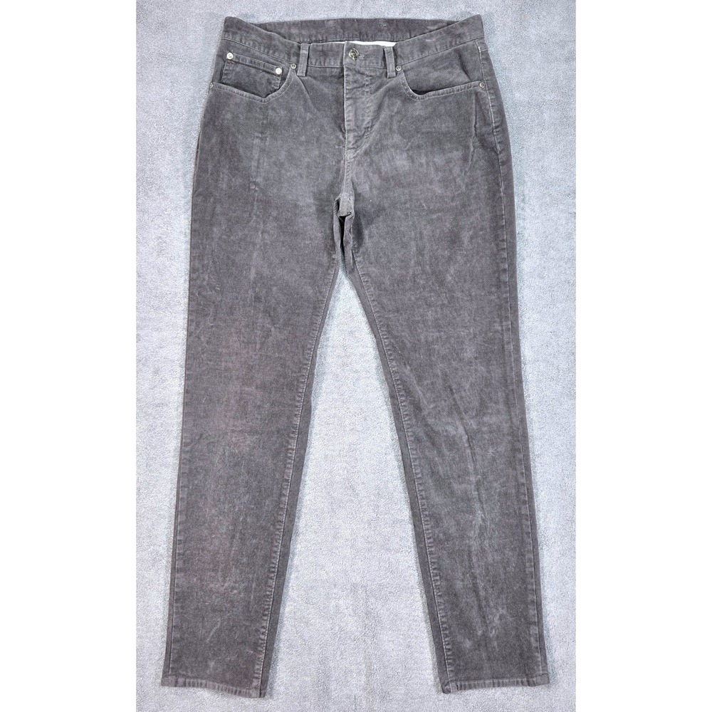 Brooks Brothers Slim Fit Corduroy Pants Mens 33x32 Gray Stretch Casual Cords - Picture 2 of 16
